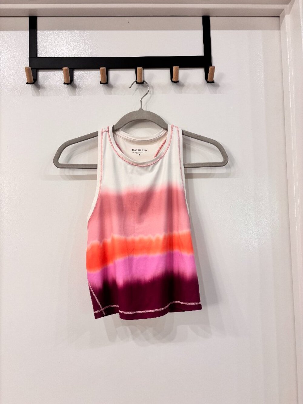 Athleta Pink Orange Purple Ombre Dip-Dye Racerback Crop Tank Sz S